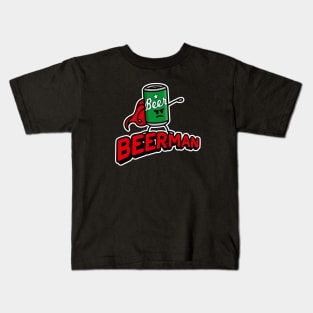 Beer man funny superhero pun funny beer for men husband, dad Beer man Kids T-Shirt